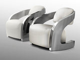 Sillón Schuller Amanda acero pulido y blanco piel y 85x - vista 3