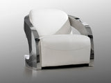 Sillón Schuller Amanda acero pulido y blanco piel y 85x - vista 4