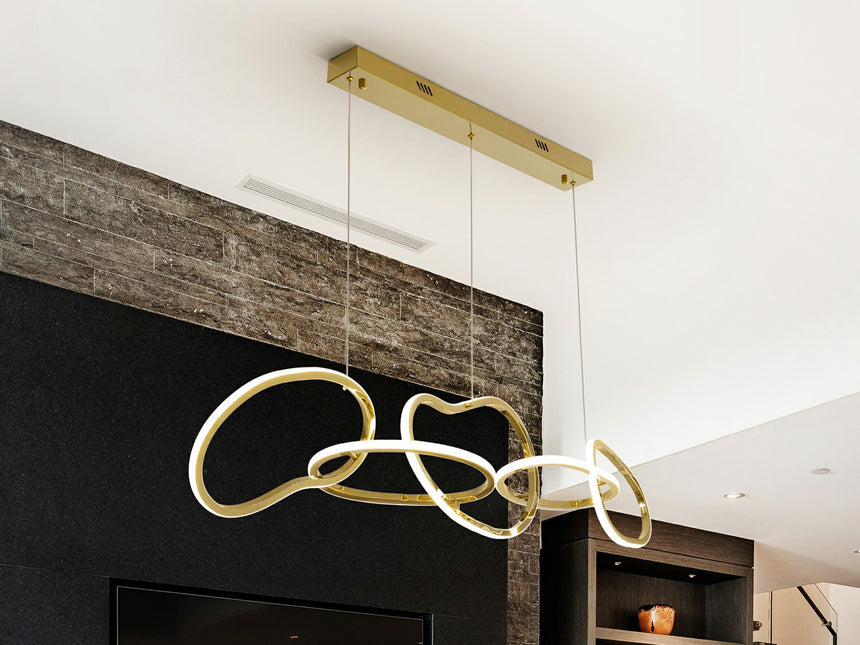 Lámpara de techo colgante Schuller Nexo 5 luces oro brillo acero 3000K 532310