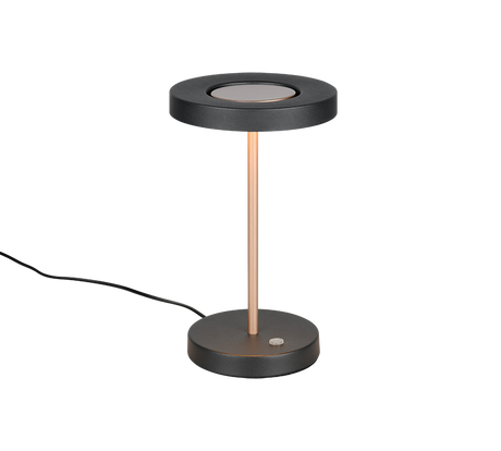Lámpara de sobremesa Trio Guano negro y cobre Ø18cm 40W 534410165