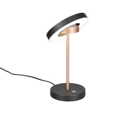 Lámpara de sobremesa Trio Guano negro y cobre Ø18cm 40W 534410165