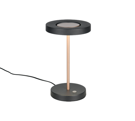 Lámpara de sobremesa Trio Guano negro y cobre Ø18cm 40W 534410165