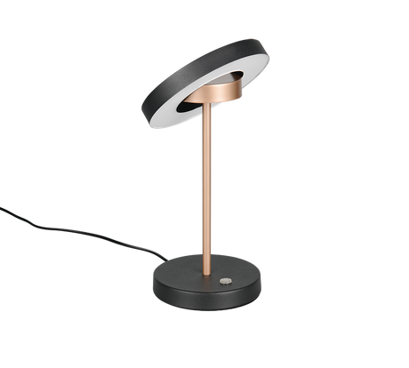 Lámpara de sobremesa Trio Guano negro y cobre Ø18cm 40W 534410165
