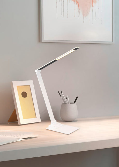 Lámpara de sobremesa Trio Travis LED blanco mate táctil 71,9cm 545310131