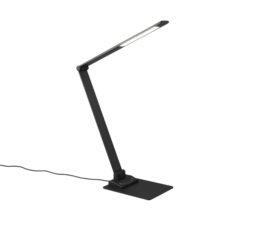 Lámpara de sobremesa Trio Travis LED negro mate táctil 71,9cm 545310132