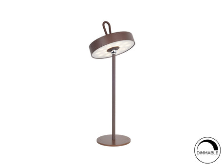 Lámpara de sobremesa Schuller Gong LED corten 3000K exterior IP54 35cm ambiente