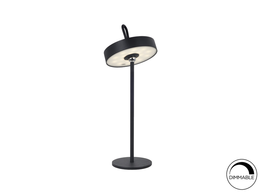Lámpara de sobremesa Schuller Gong LED negro 3000K exterior IP54 35cm ambiente