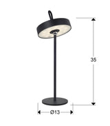 Lámpara de sobremesa Schuller Gong LED negro 3000K exterior IP54 35cm dimensiones