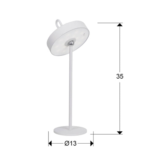 Lámpara de sobremesa Schuller Gong LED blanco 3000K exterior IP54 35cm dimensiones