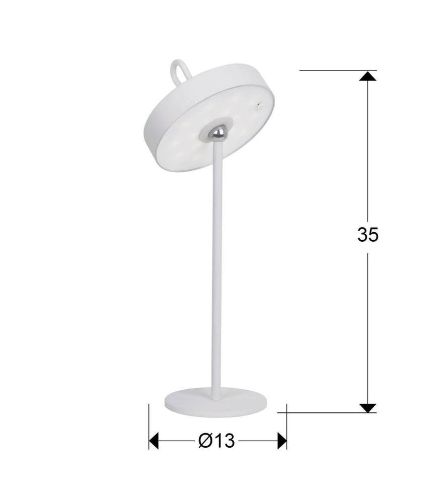 Lámpara de sobremesa Schuller Gong LED blanco 3000K exterior IP54 35cm dimensiones