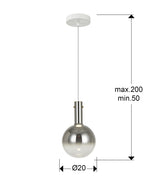 Lámpara de techo colgante Schuller Matices 1 luz blanco y smoke cristal soplado 3000K dimensiones