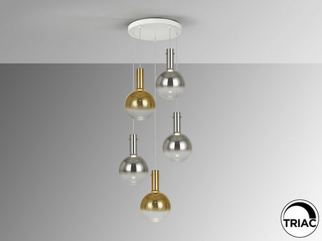 Lámpara de techo colgante Schuller Matices grande 5 luces blanco y smoke cristal soplado vista 2