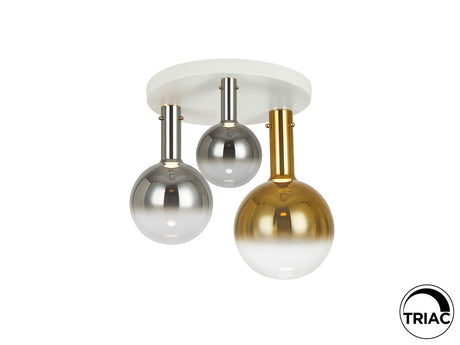 Plafón Schuller Matices LED 3 luces blanco y smoke cristal soplado 3000K Ø55cm ambiente