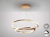 Lámpara de techo colgante de 2 aros Schuller Orbitas baño dorado y oro 3000K con mando