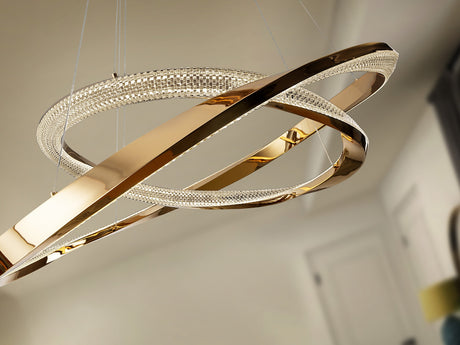 Lámpara de techo colgante de 2 aros Schuller Orbitas baño dorado y oro 3000K con mando vista 4