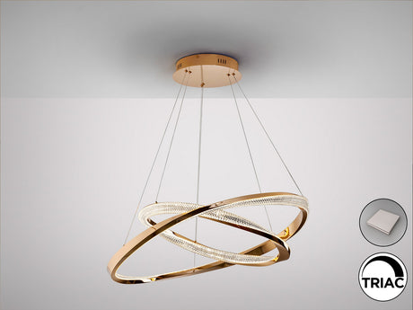 Lámpara de techo colgante de 2 aros Schuller Orbitas baño dorado y oro 3000K con mando vista 5