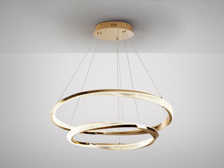 Lámpara de techo colgante de 2 aros Schuller Orbitas baño dorado y oro 3000K con mando vista 6