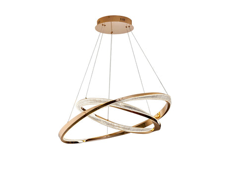 Lámpara de techo colgante de 2 aros Schuller Orbitas baño dorado y oro 3000K con mando ambiente