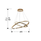 Lámpara de techo colgante de 2 aros Schuller Orbitas baño dorado y oro 3000K con mando dimensiones