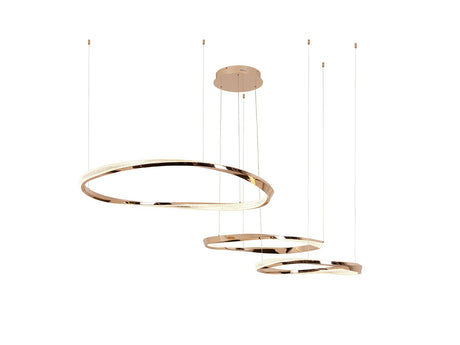 Lámpara de techo colgante de 3 aros Schuller Orbitas baño dorado y oro 3000K ambiente