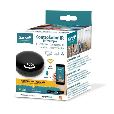 Garza Smarthome Controlador IR Infrarrojos Wifi Inteligente, programable, control por voz y app, Alexa, iOS, Google, Android