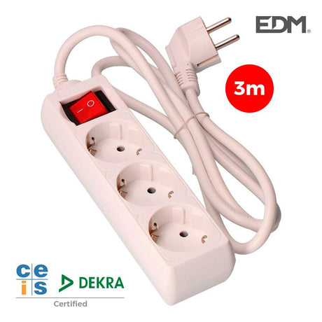 Elektro3 BASE MULTIPLE 3 TOMAS T/TL CON INTERRUPTOR 3M 3X1,5MM 8425998410433