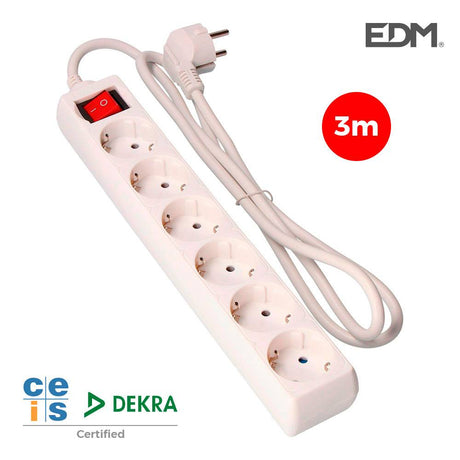 Elektro3 BASE MULTIPLE 6 TOMAS T/TL CON INTERRUPTOR 3M 3X1,5MM 8425998410464