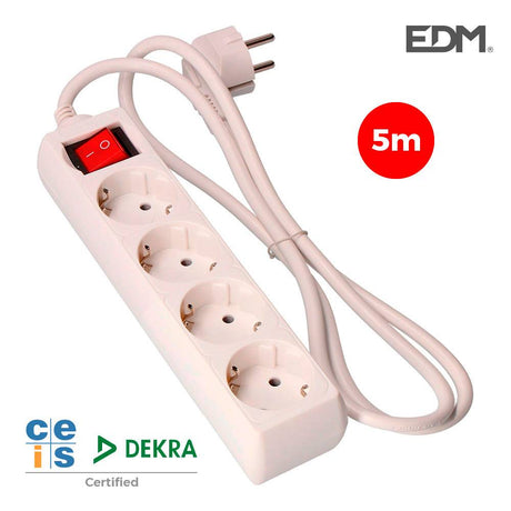 Elektro3 BASE MULTIPLE 4 TOMAS SCHUKO CON INTERRUPTOR 5M 3X1,5MM 8425998410648