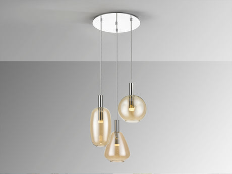 Lámpara de techo colgante Schuller Nara 3 luces cromo y