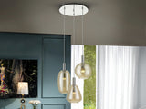 Lámpara de techo colgante Schuller Nara 3 luces cromo y ambar 3000K Ø45cm 561036