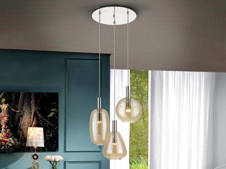 Lámpara de techo colgante Schuller Nara 3 luces cromo y - vista 3