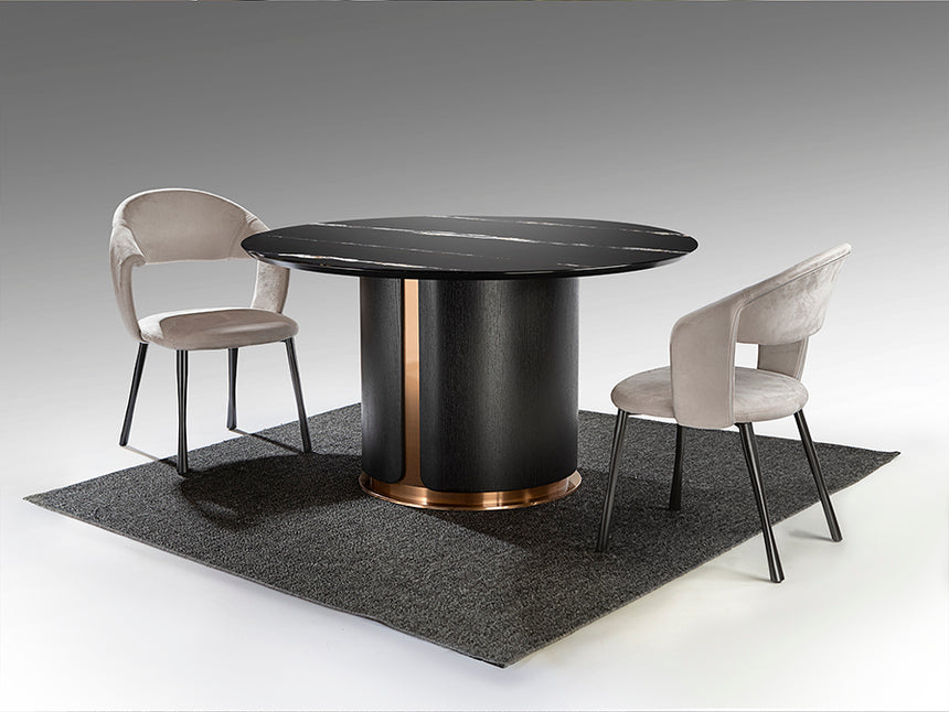 Mesa de comedor Schuller Zolo roble y negro mármol y acero 75cm 567091