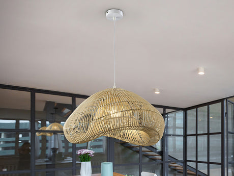 Lámpara de techo colgante Schuller Sabah blanco y natural ratán 567589