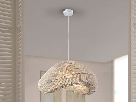 Lámpara de techo colgante Schuller Sabah blanco ratán 567592