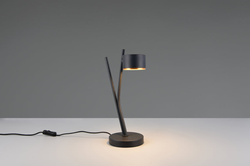 Lámpara de sobremesa Trio Coda LED negro y dorado 2700K 37,5cm 569000180