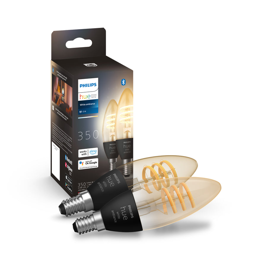 Philips Hue Bombilla vela ámbar White Ambiance E14 5W 350lm 41186900