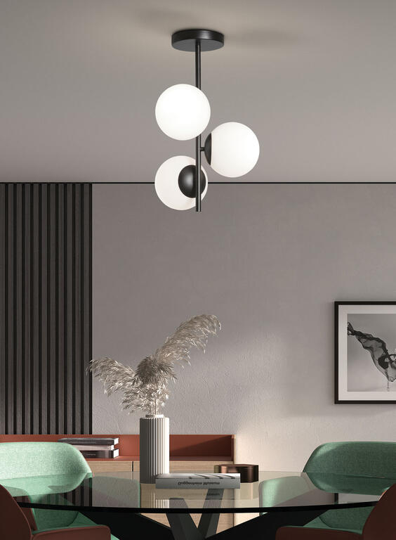 Plafón de techo MDC Rondo E27 cristal blanco IP20 578089101 para salón y comedor