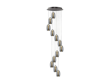 Lámpara de techo colgante Schuller Nebula grande 12 luces cromo y espejado 3000K ambiente