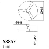 Ventilador de techo sin luz MDC Riga XS blanco 3 palas motor DC Ø96cm 588578109