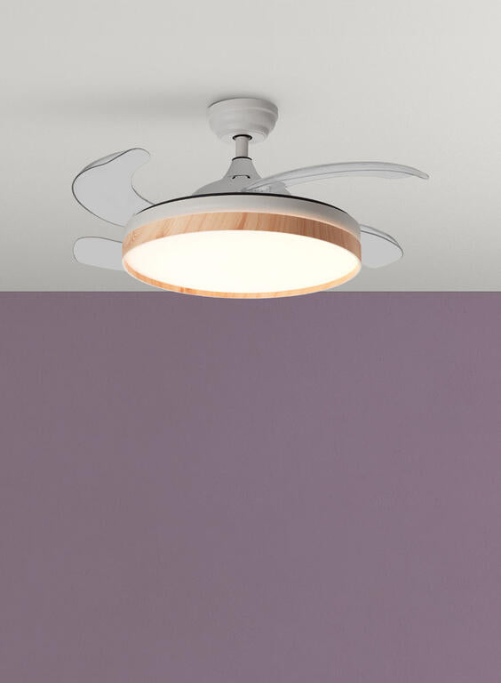 Ventilador de techo con luz MDC Blanes LED blanco madera motor DC Ø107cm 32W 588648709