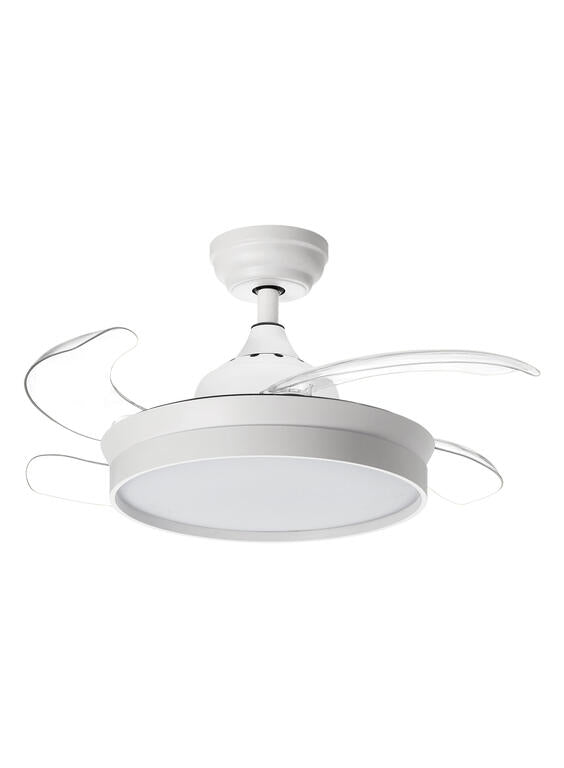 Ventilador de techo con luz MDC Blanes XS LED blanco 4 palas motor DC Ø91cm 20W 588658109