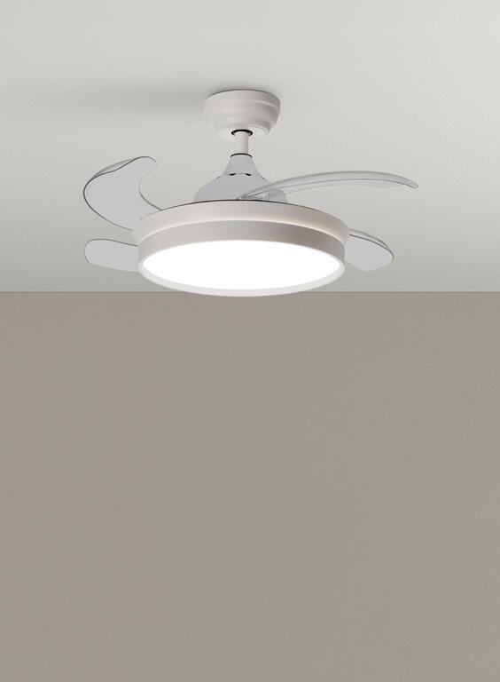 Ventilador de techo con luz MDC Blanes XS LED blanco 4 palas motor DC Ø91cm 20W 588658109