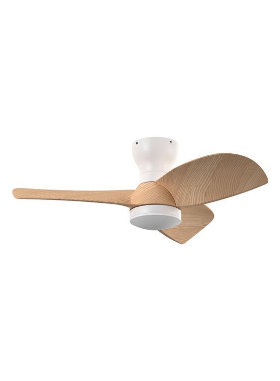 Ventilador de techo con luz MDC Creta LED blanco madera 3 palas motor DC 3000-6000K Ø915cm 24W 589618709