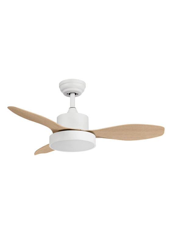 Ventilador de techo con luz MDC Riga LED blanco madera 3 palas motor DC Ø96cm 35W 589648709