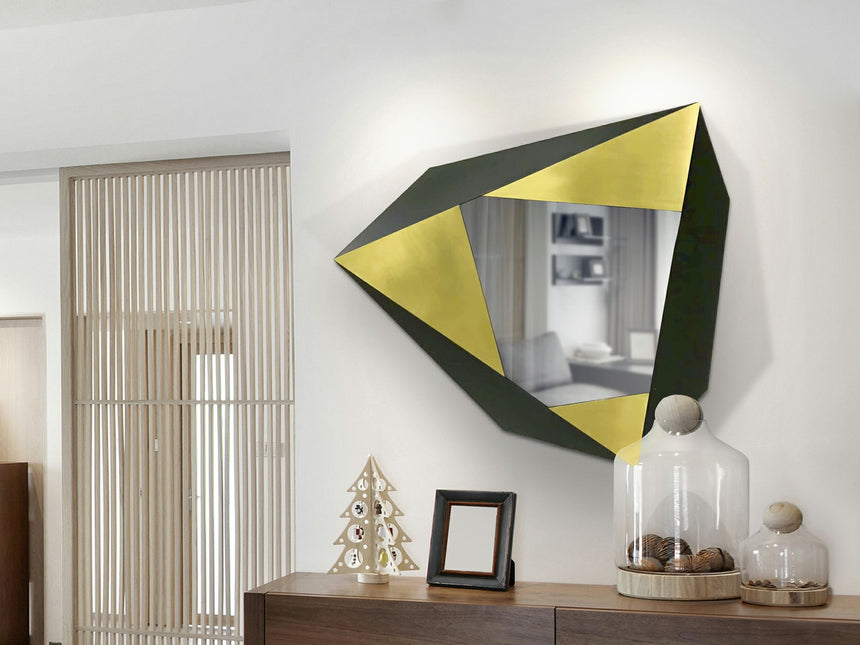 Espejo Schuller Facetas acero cepillado y oro inoxidable con mando 59x63cm 598835