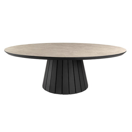 Mesa de centro Schuller Koria negro y piedra 130x42cm ambiente