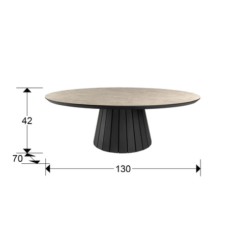 Mesa de centro Schuller Koria negro y piedra 130x42cm dimensiones