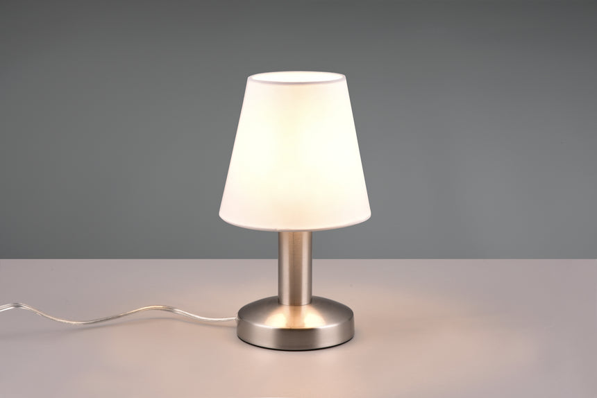 Lámpara de sobremesa Trio Mats II LED níquel mate táctil 3000K regulable 5997001