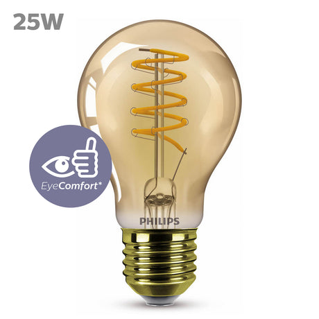 Bombilla de filamento Philips Classic regulable ámbar A60 25W E27 1800K 250lm 315433 - vista alternativa