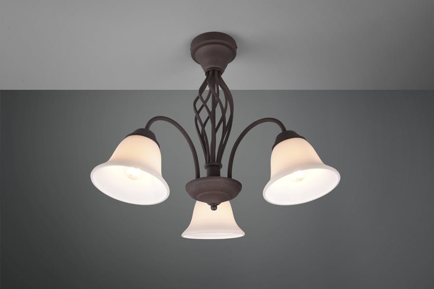 Plafón de techo Trio Rustica 3 luces óxido Ø55cm 6